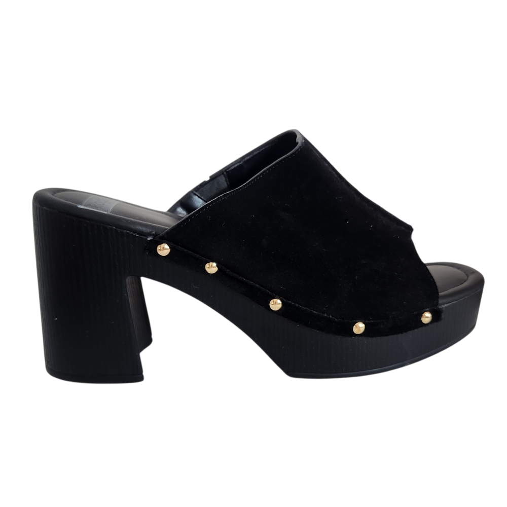 Rag & Co. Black Faux Suede Platform Mules Size 9.5